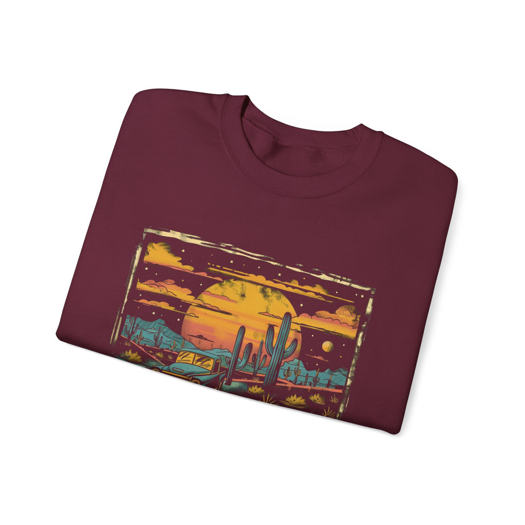 Arizona Desert Sunset Sweatshirt | Retro Cactus Landscape