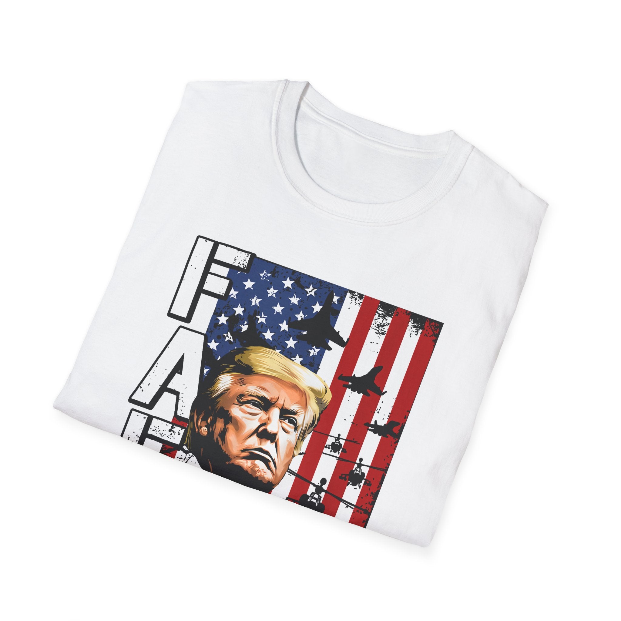 FAFO Patriotic Political Portrait T-Shirt | Flag Background, Bold Lettering