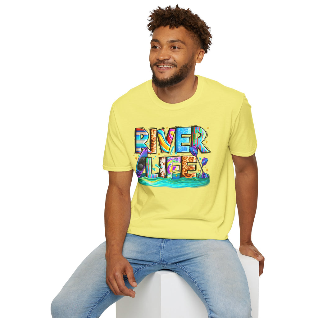 River Life T-Shirt | Colorful Fishing Scenic Graphic