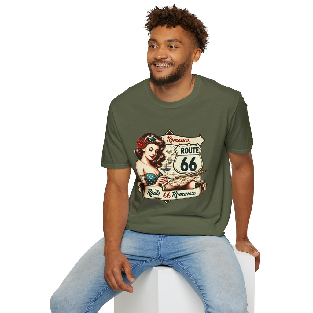 Pinup Girl Route 66 T-Shirt | Vintage Roadtrip Retro Sign