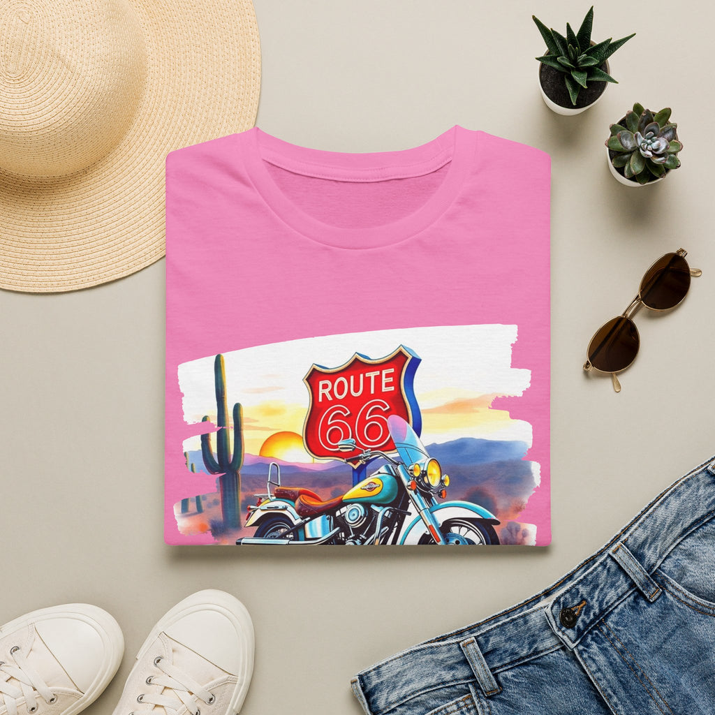 Route 66 Motorcycle T-Shirt | Desert Sunset Biker Graphic