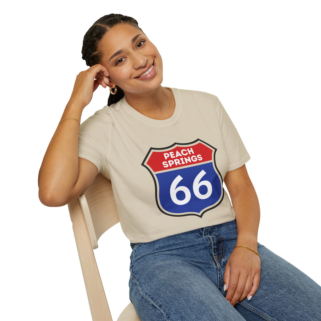 Peach Springs 66 Shield T-Shirt | Route 66 Road Sign Shirt