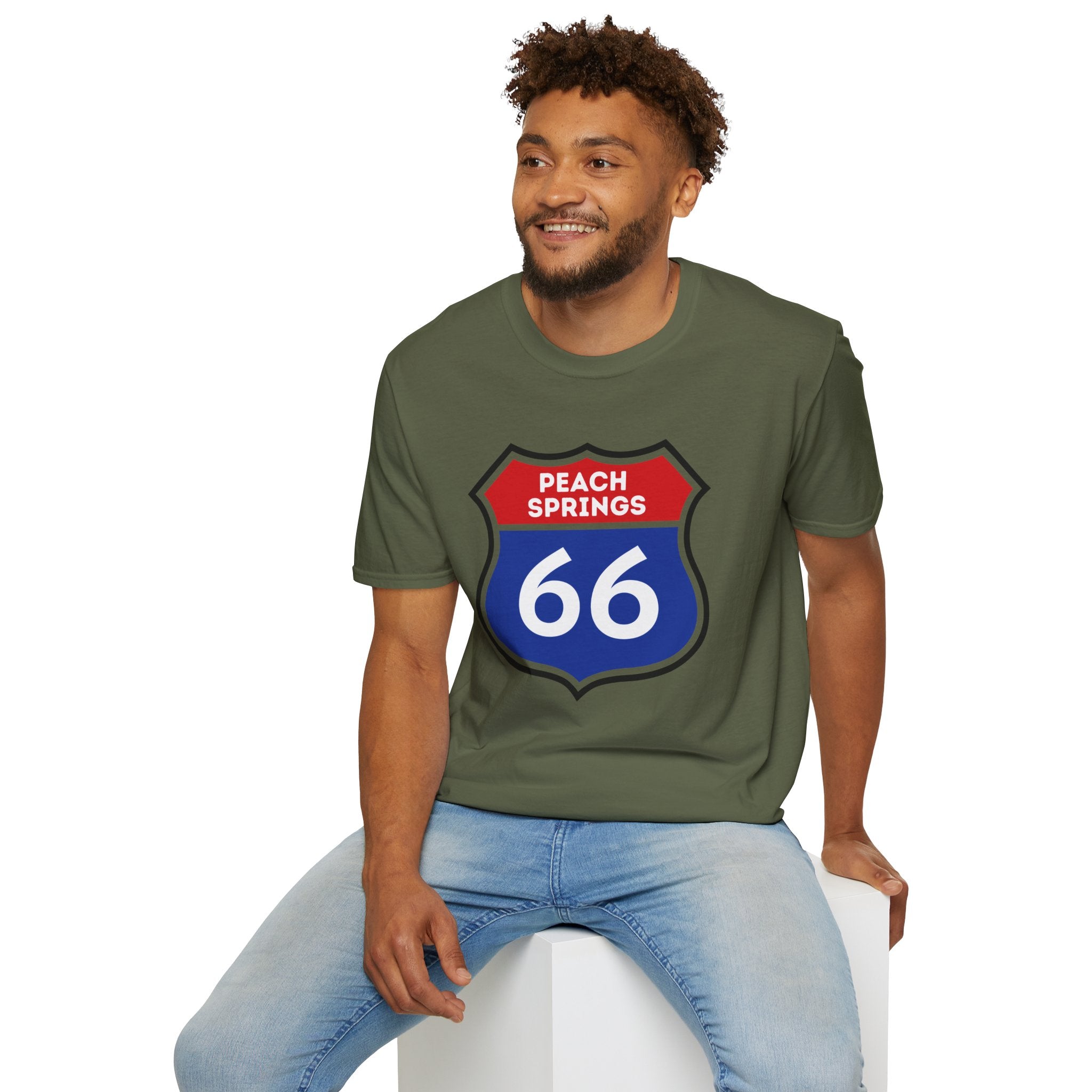 Peach Springs 66 Shield T-Shirt | Route 66 Road Sign Shirt