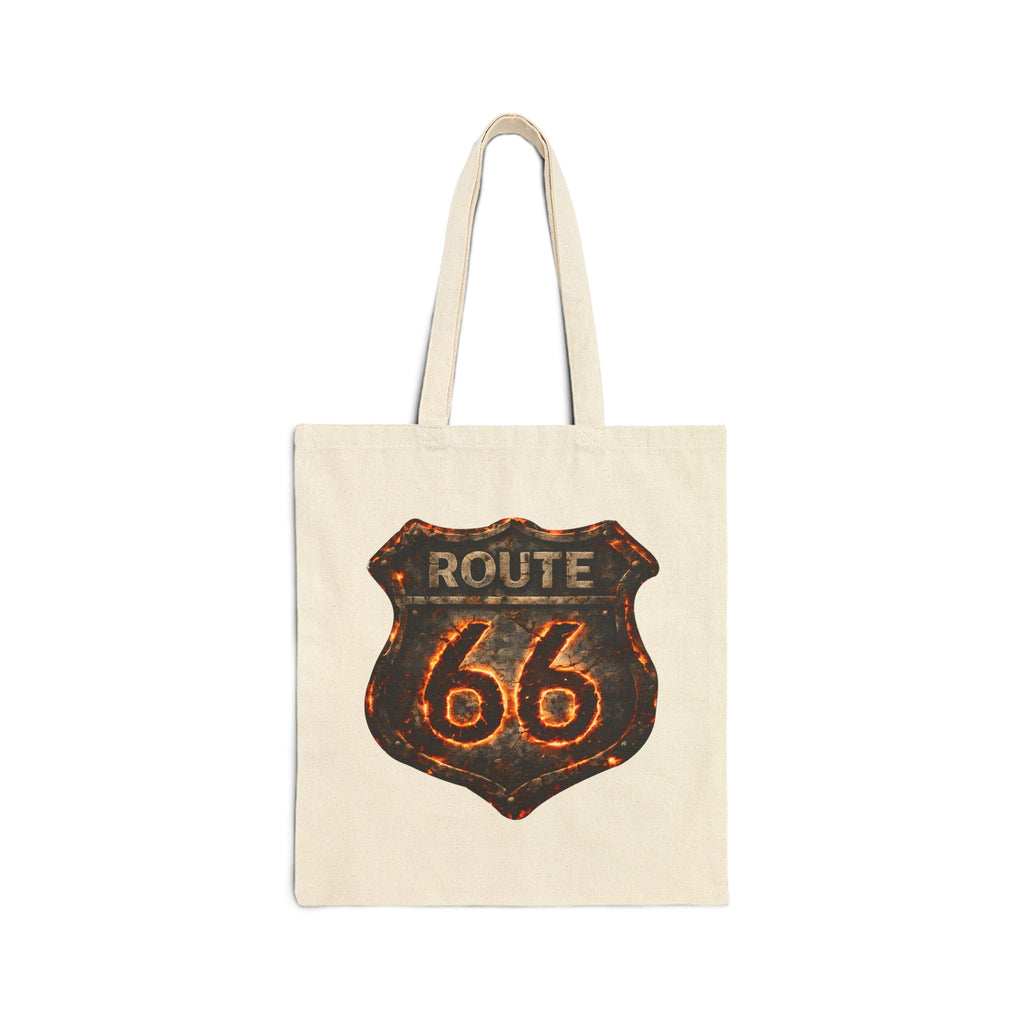 Route 66 Shield Tote Bag | Vintage Retro Road Trip Canvas Tote