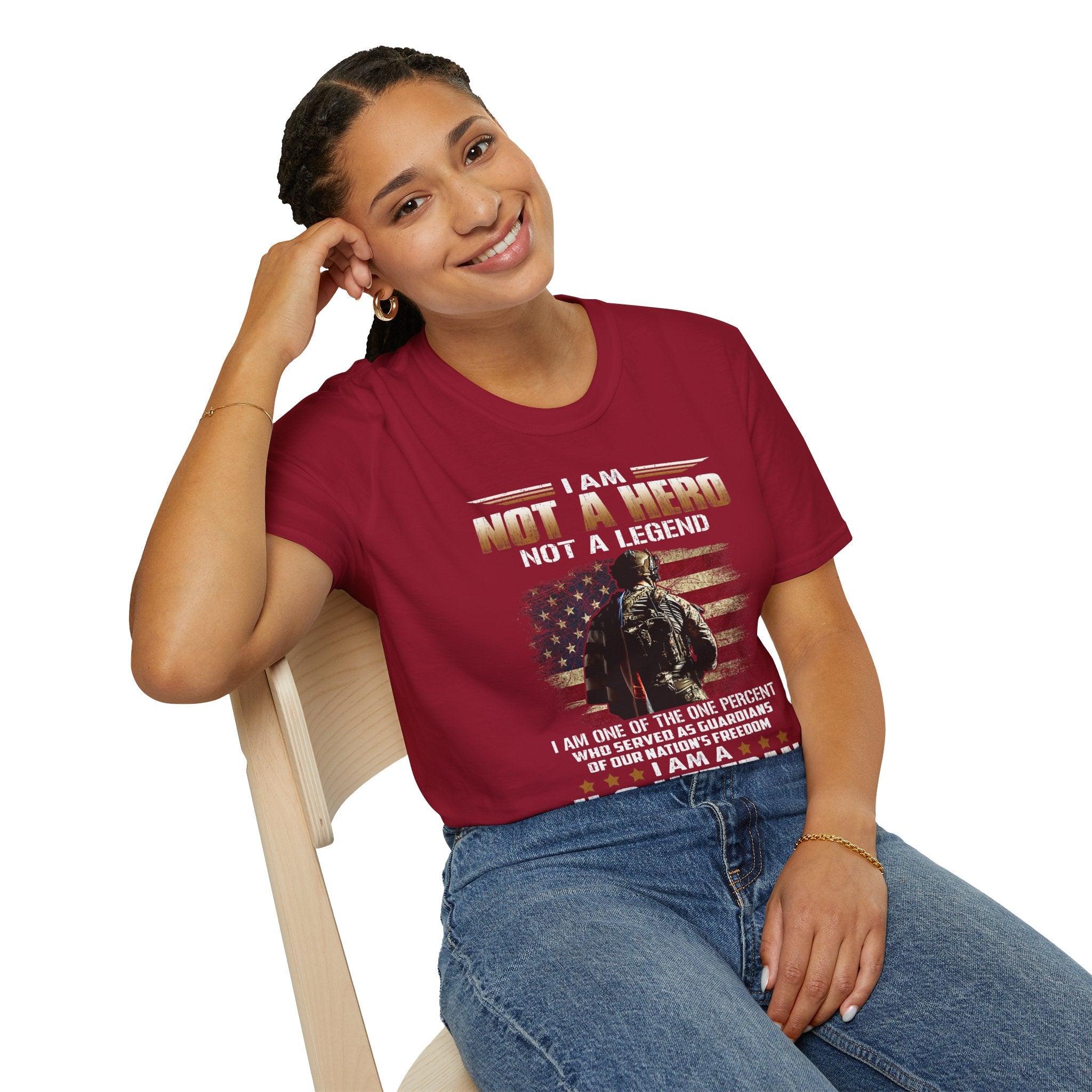 I Am Not a Hero I Am a U.S. Veteran T-Shirt | American Flag Soldier Tee