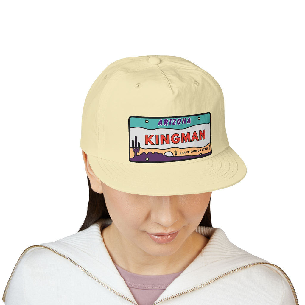 Surf Cap, Beach Hat, Summer Headwear, Kingman Arizona License Plate Dessert Cap for Water Sports