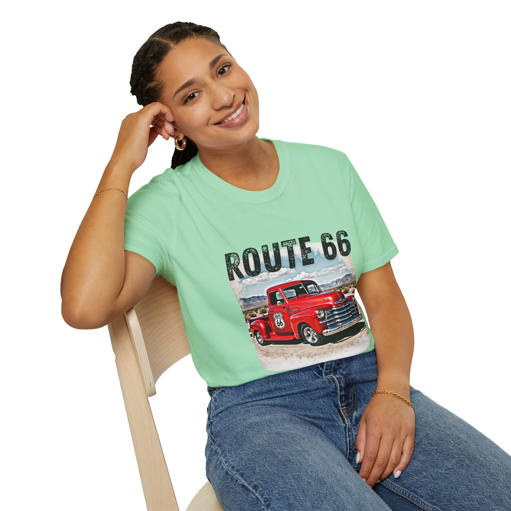 Route 66 Red Vintage Truck T-Shirt | Retro Highway Graphic