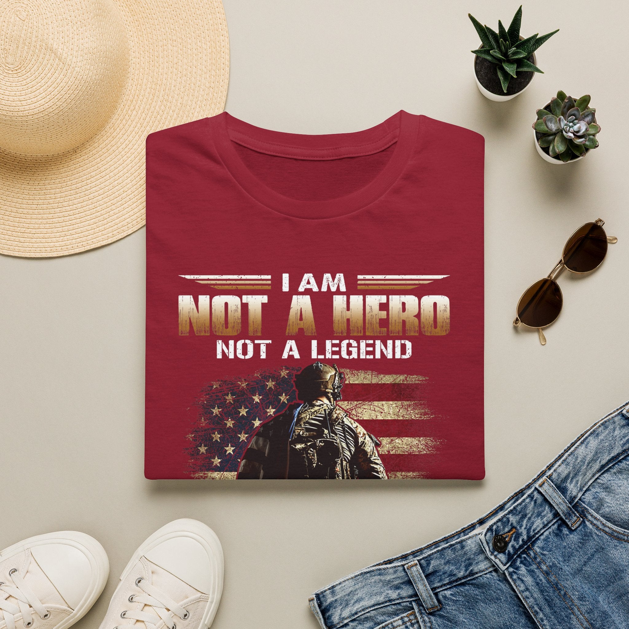 I Am Not a Hero I Am a U.S. Veteran T-Shirt | American Flag Soldier Tee