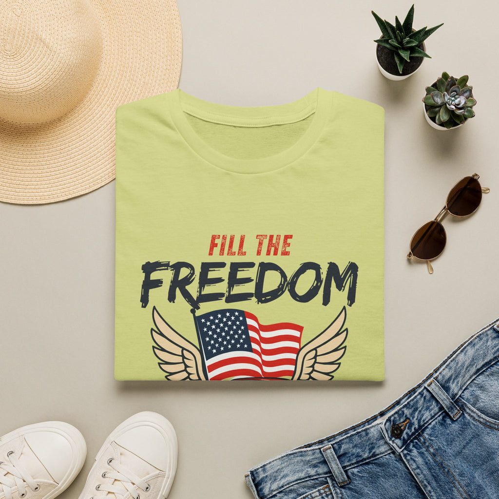 Fill the Freedom Vintage Car T-Shirt | American Flag Wings Chicago to Santa Monica Route 66