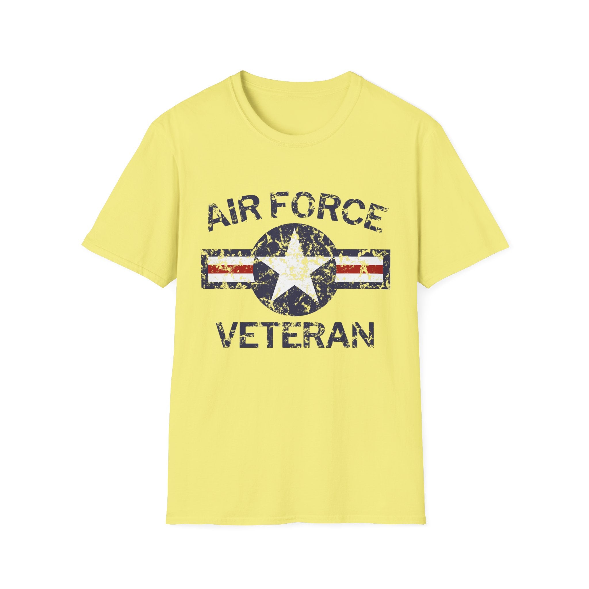 Air Force Veteran Distressed Logo T-Shirt | Military Star Stripe Tee