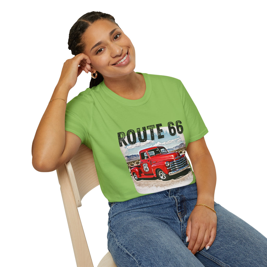 Route 66 Red Vintage Truck T-Shirt | Retro Highway Graphic