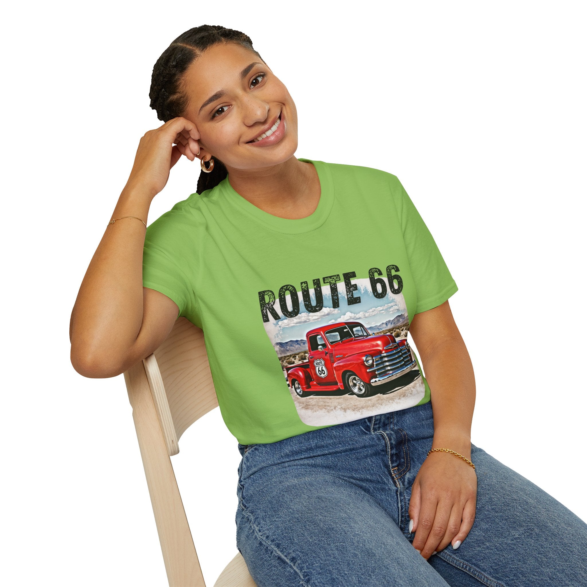 Route 66 Red Vintage Truck T-Shirt | Retro Highway Graphic