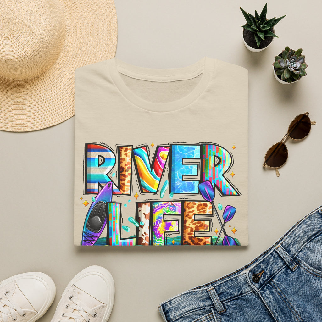 River Life T-Shirt | Colorful Fishing Scenic Graphic