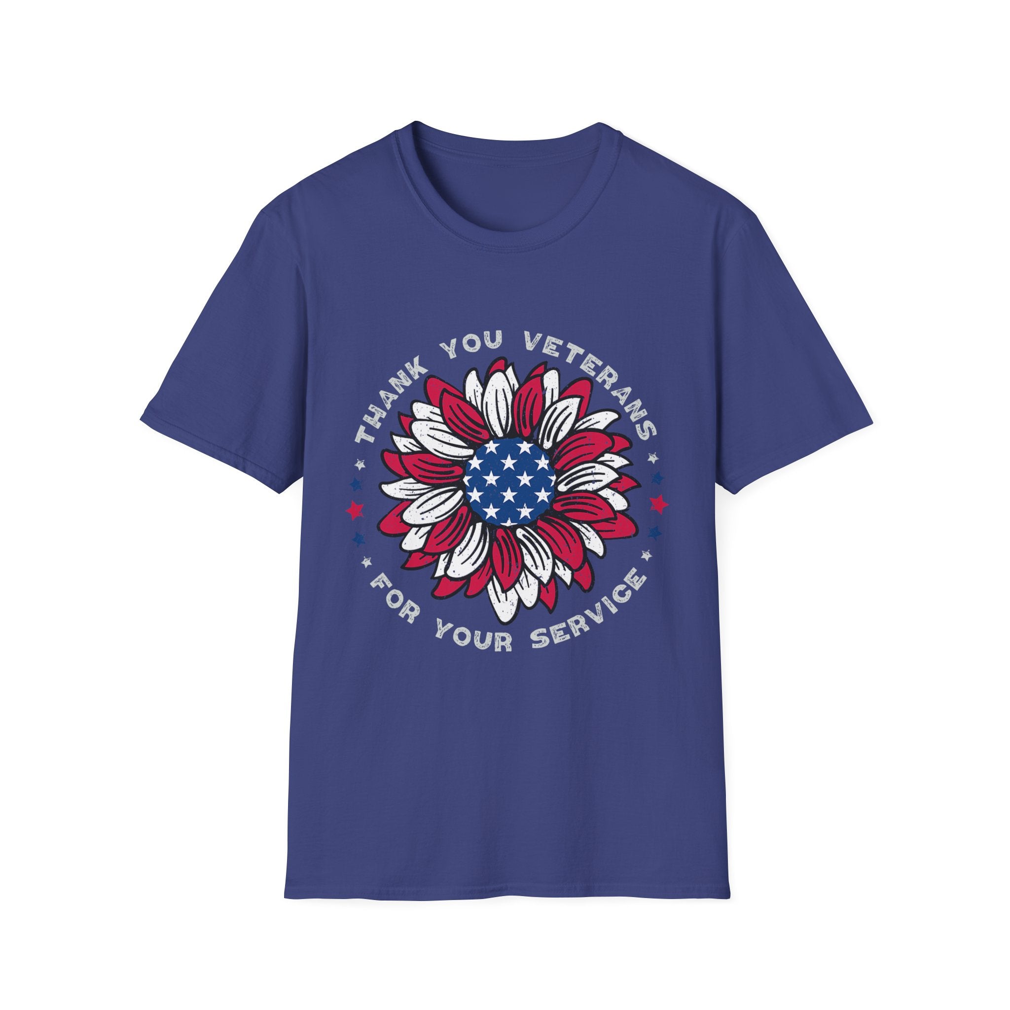 American Flag Sunflower Thank You Veterans T-Shirt | Patriotic Memorial Day Tee