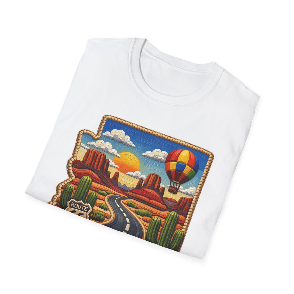 Arizona Route 66 Desert Road T-Shirt | Hot Air Balloon Southwestern Scene