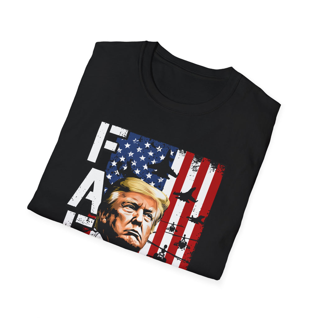 FAFO Patriotic Political Portrait T-Shirt | Flag Background, Bold Lettering