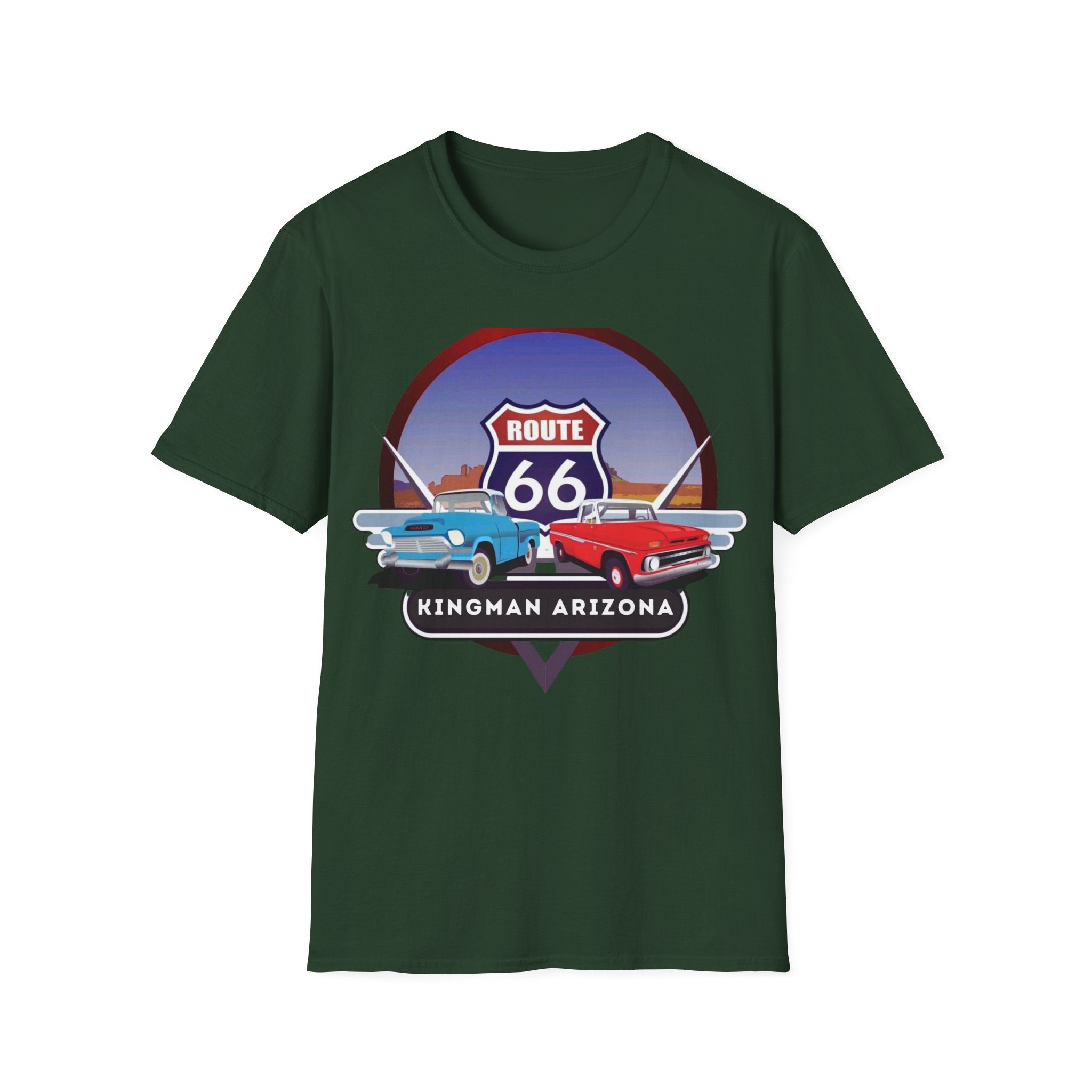 Route 66 Kingman Arizona Softstyle T-Shirt, Vintage Tee, Retro Shirt, Unisex Top, Gift for Travelers