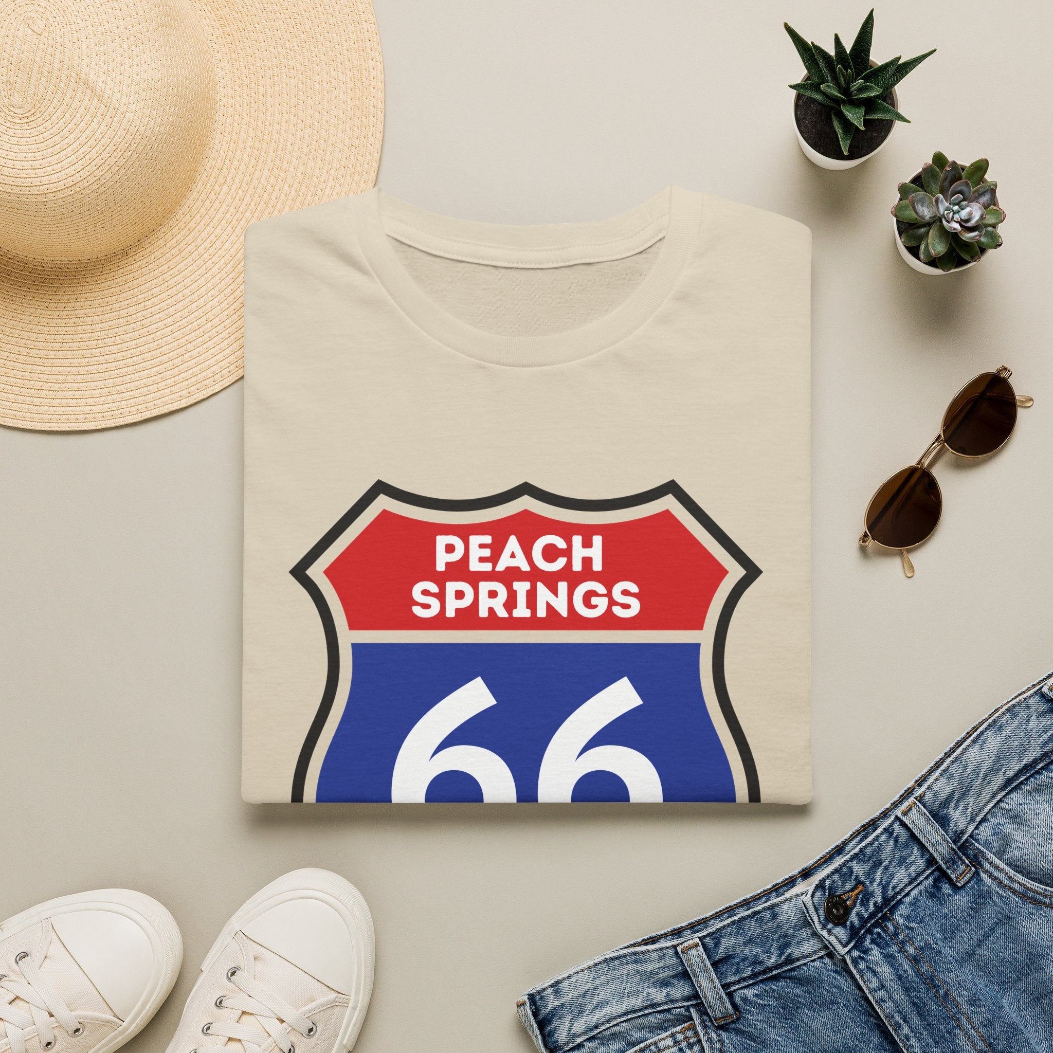 Peach Springs 66 Shield T-Shirt | Route 66 Road Sign Shirt