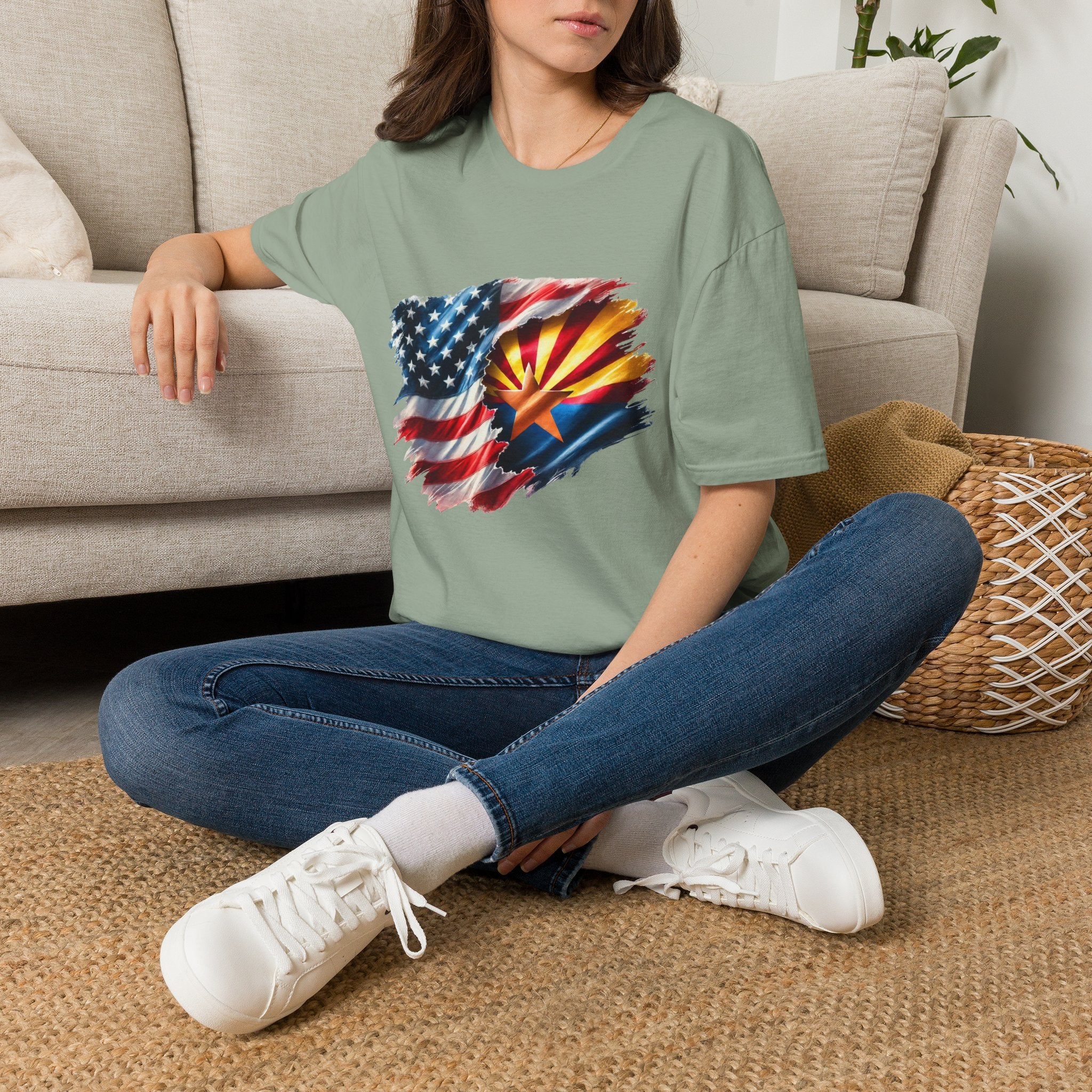 Arizona Flag with American Flag T-Shirt | Patriotic State Pride Tee