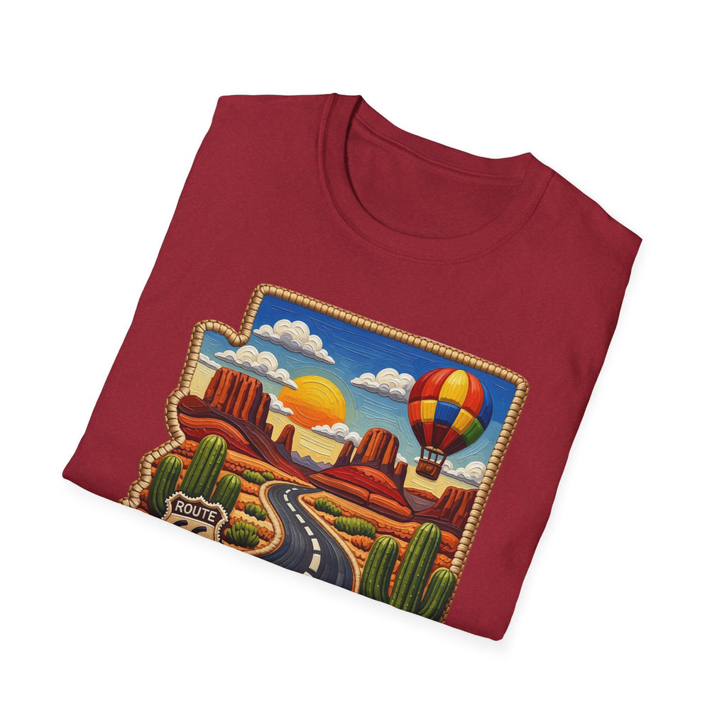 Arizona Route 66 Desert Road T-Shirt | Hot Air Balloon Southwestern Scene