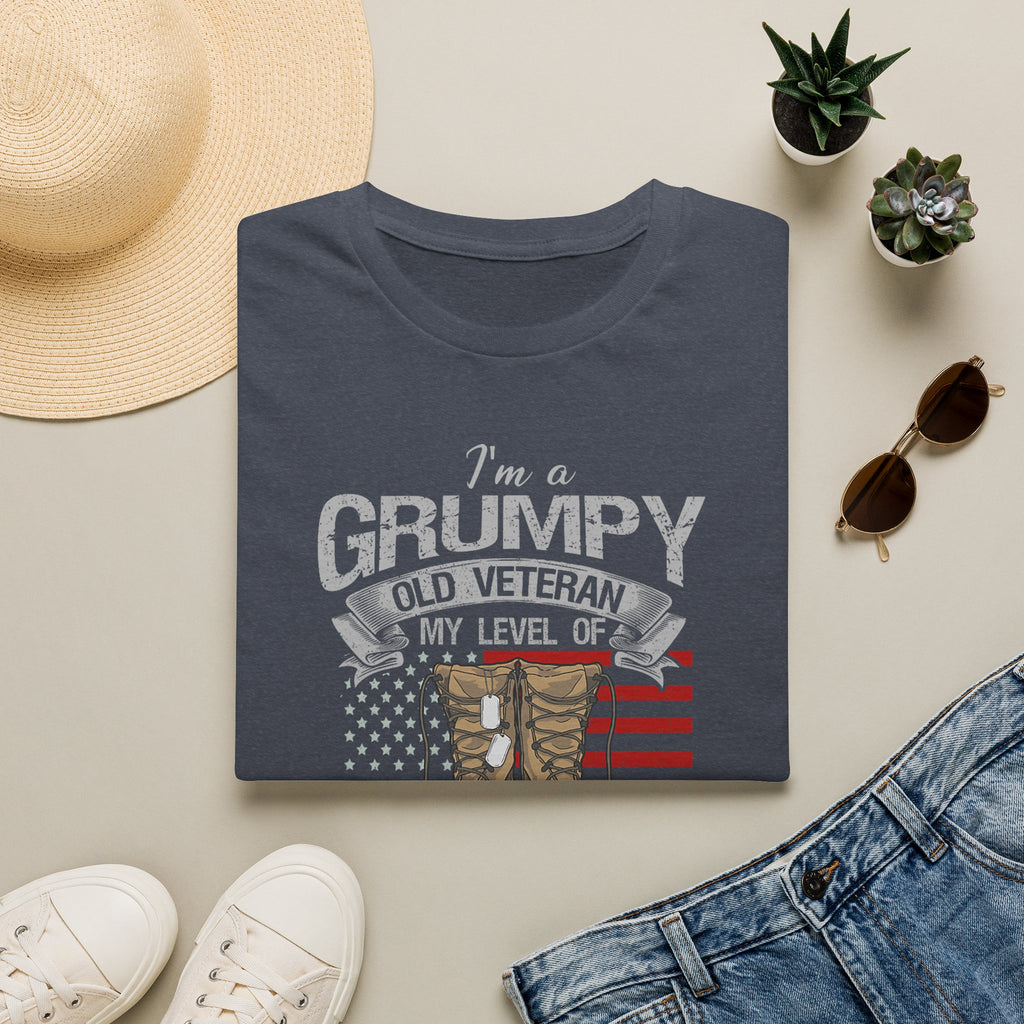 Grumpy Old Veteran Boots, T-Shirt | American Flag, Sarcasm Depends on Stupidity