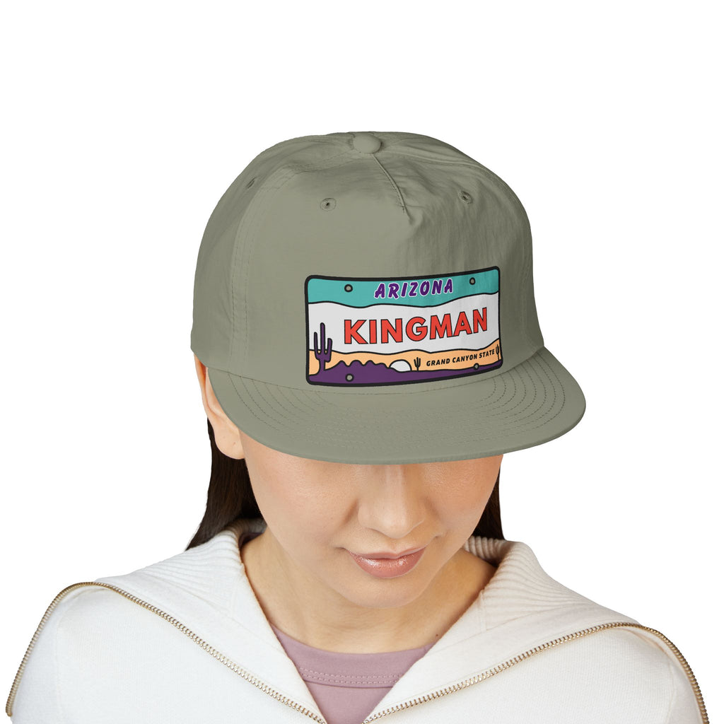 Surf Cap, Beach Hat, Summer Headwear, Kingman Arizona License Plate Dessert Cap for Water Sports