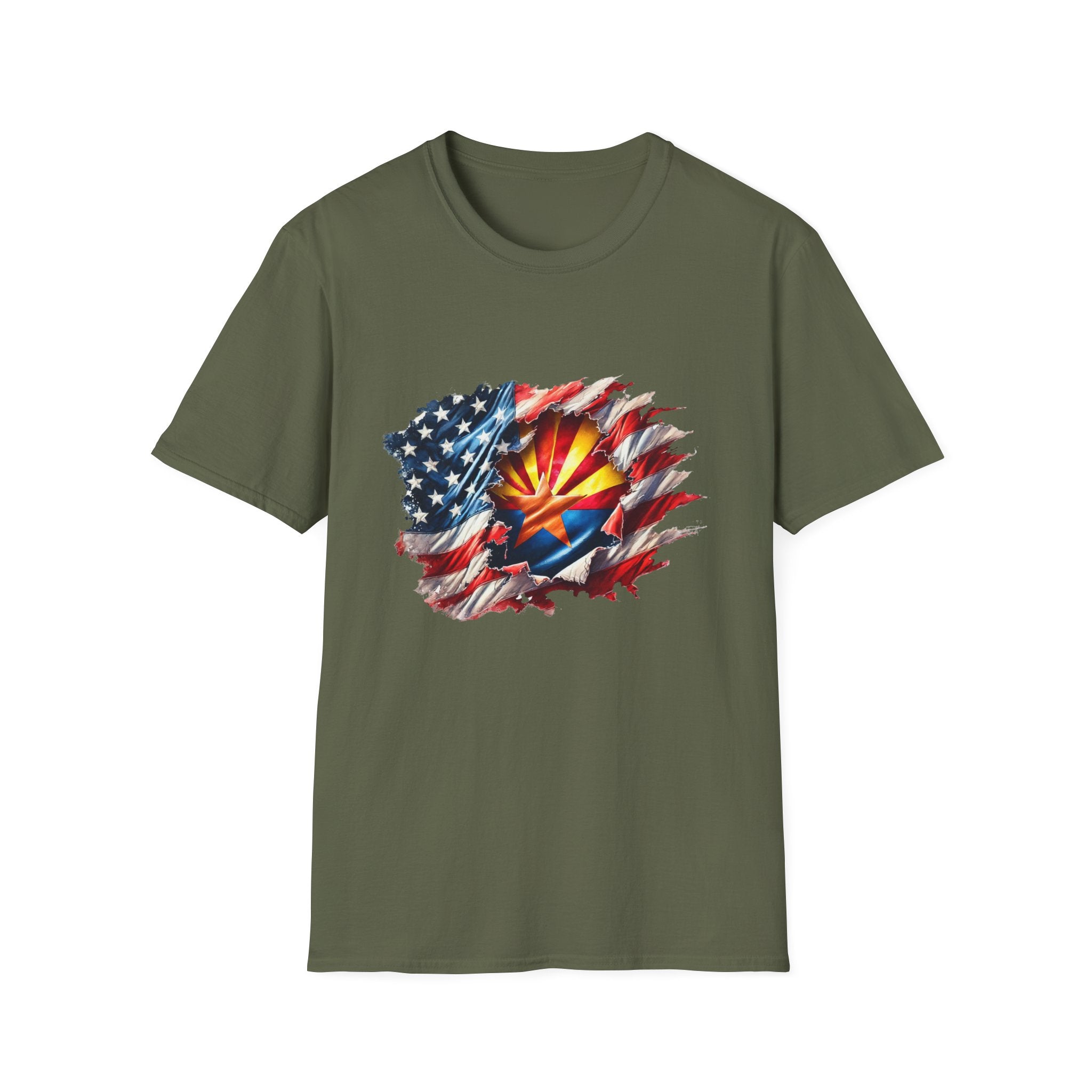 Arizona Flag Ripped Effect T-Shirt | USA Stars Stripes State Emblem