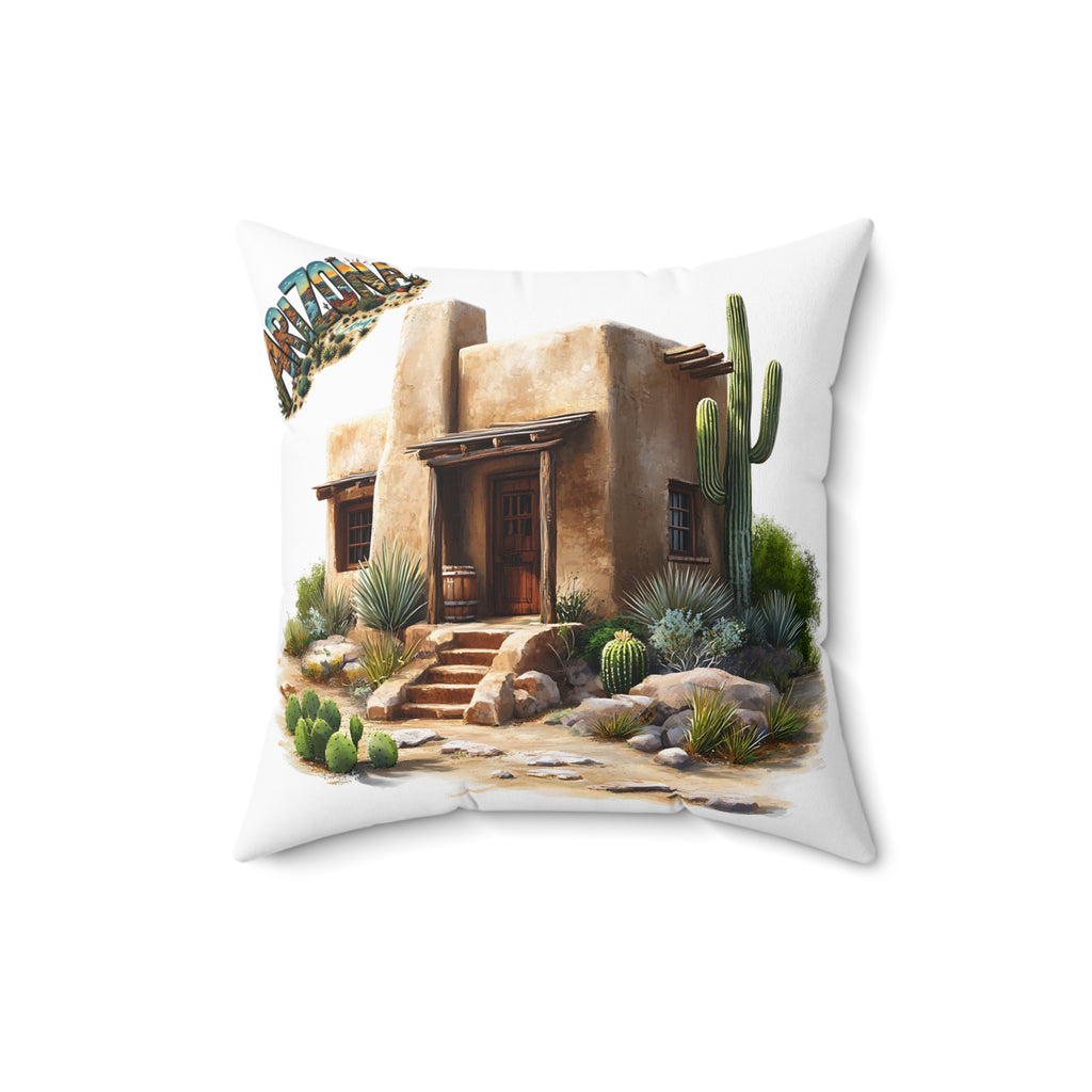 Arizona Desert Oasis Square Pillow, Southwestern Decor, Boho Home Accent, Cactus Pillow, Cozy Gift for Nature Lovers, Room Makeover AZ