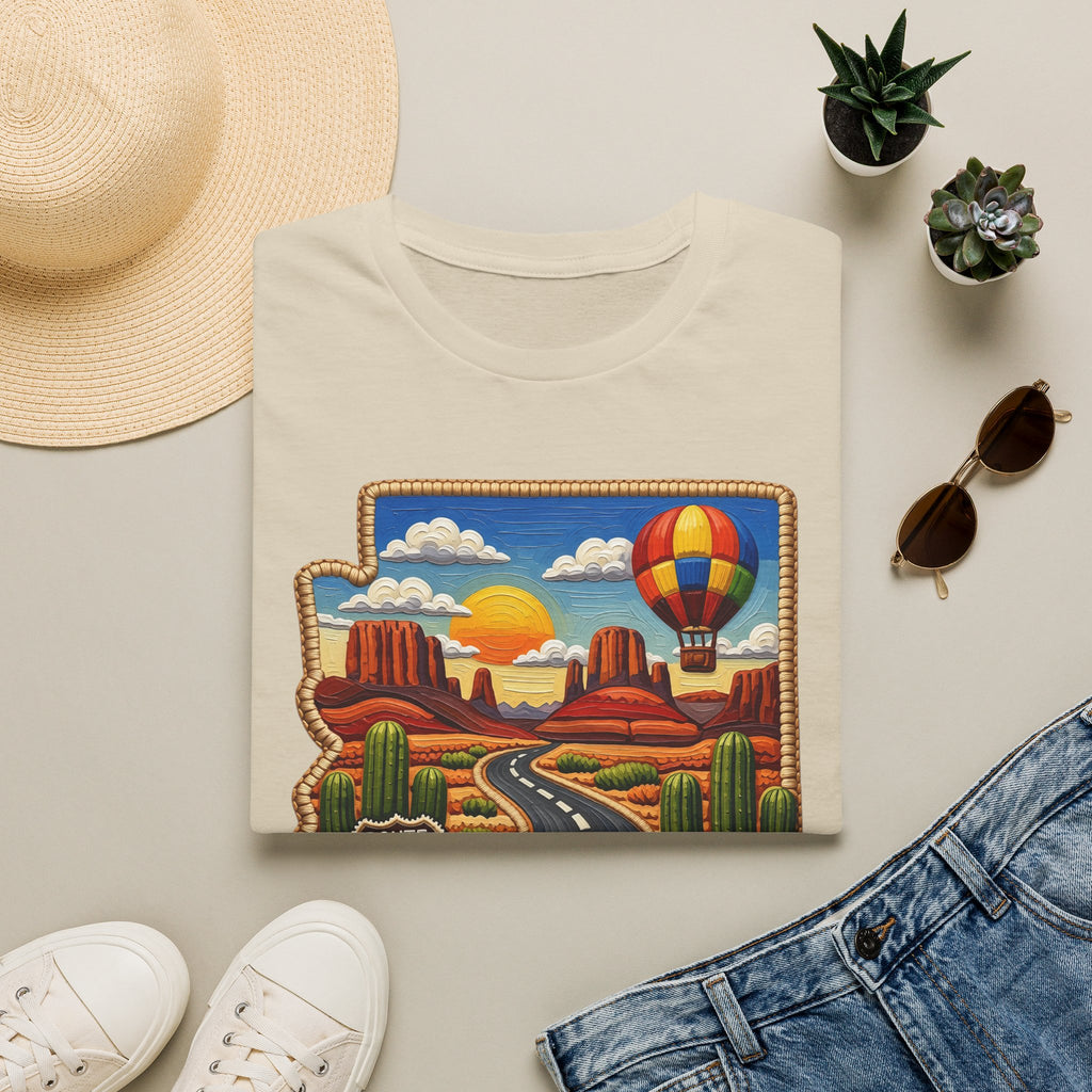 Arizona Route 66 Desert Road T-Shirt | Hot Air Balloon Southwestern Scene