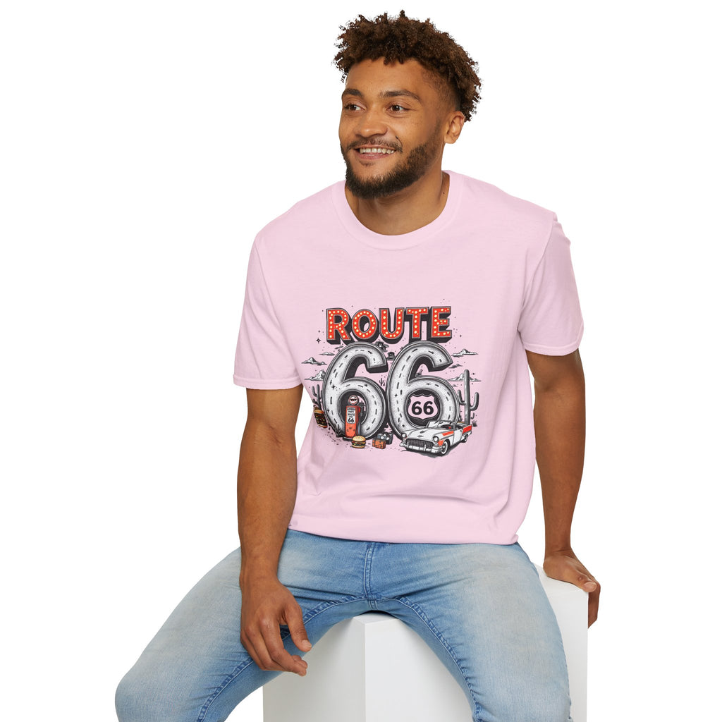 Route 66 Vintage Roadtrip T-Shirt | Classic Highway Car Signage