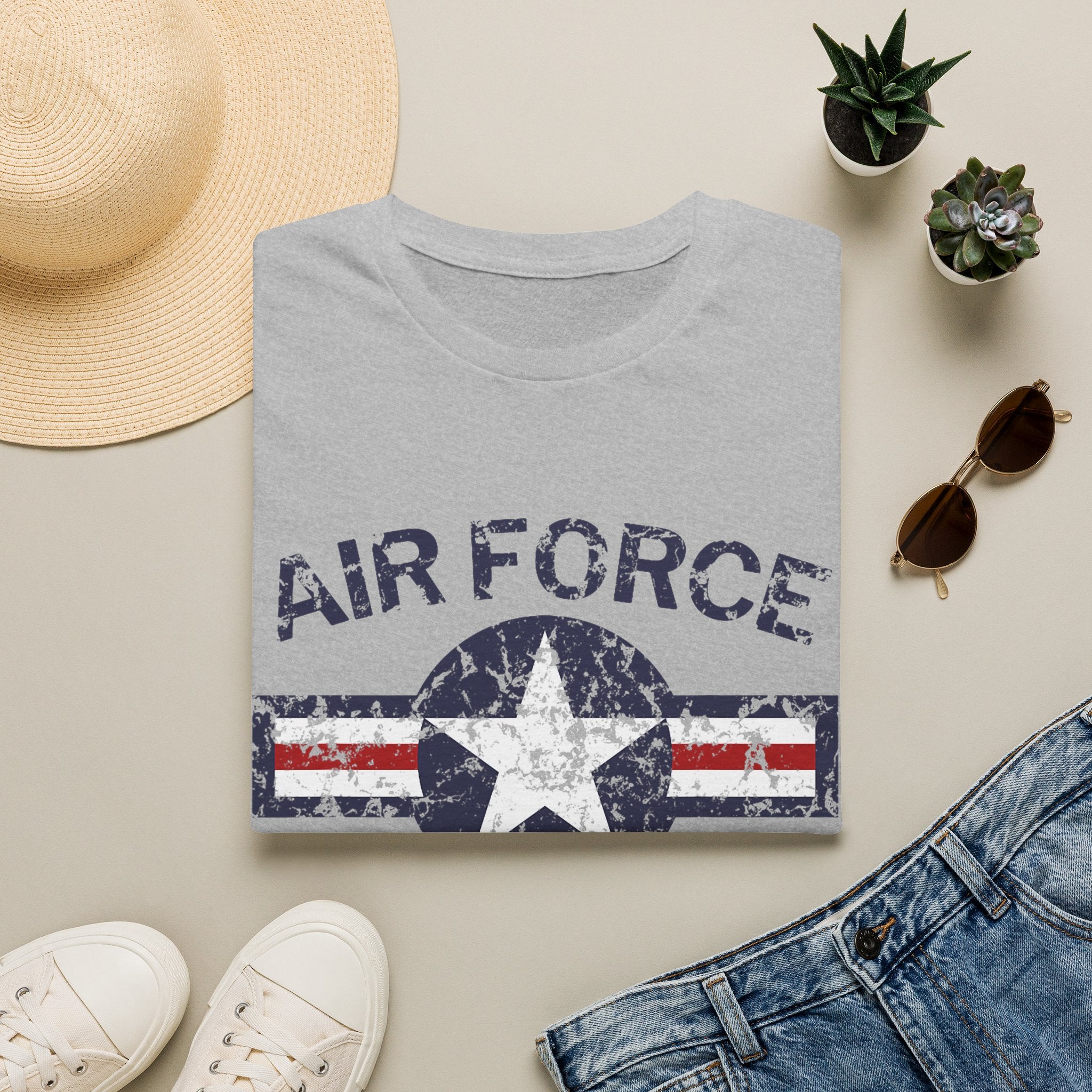 Air Force Veteran Distressed Logo T-Shirt | Military Star Stripe Tee