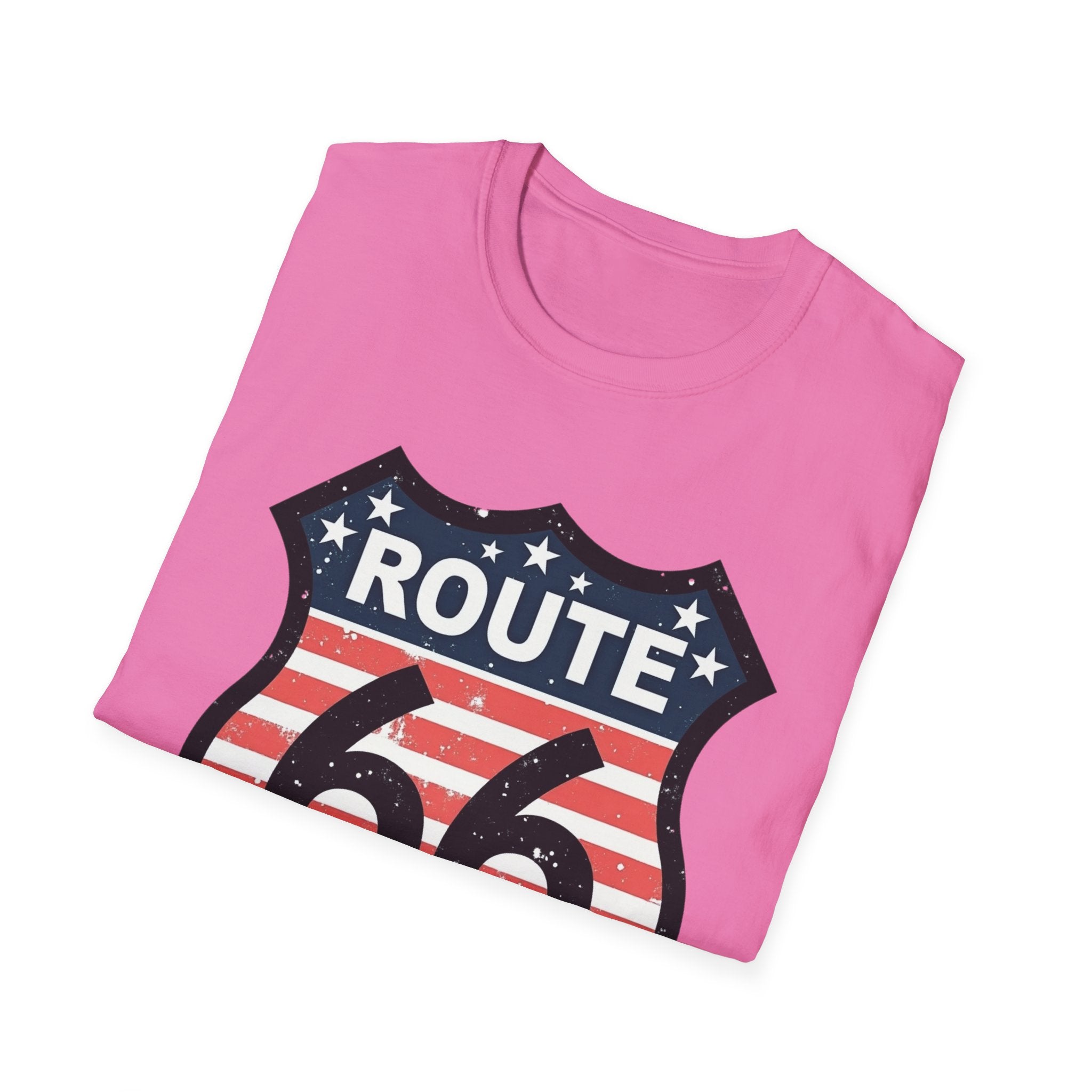Route 66 Shield T-Shirt | American Flag Vintage Road Sign