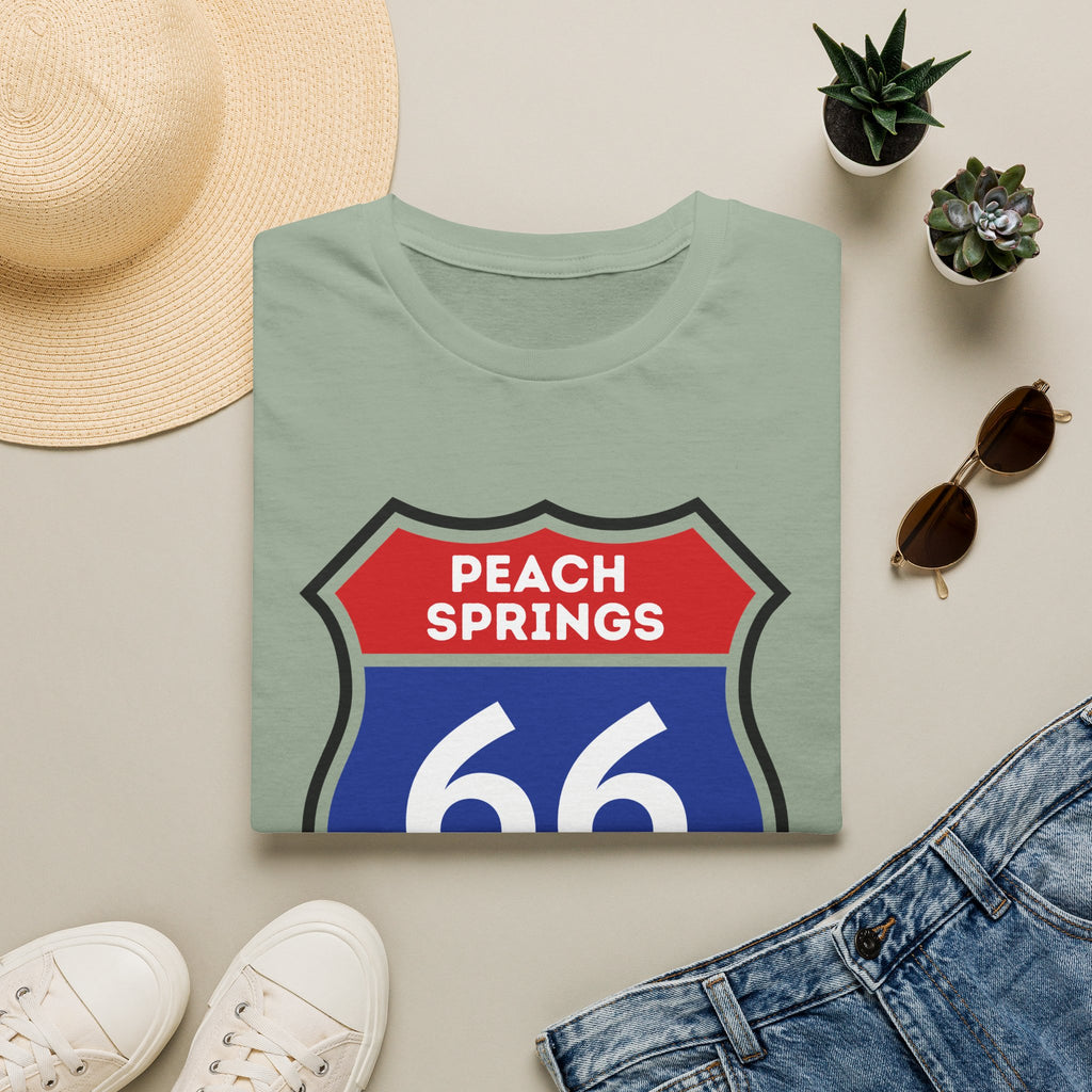 Peach Springs 66 Shield T-Shirt | Route 66 Road Sign Shirt