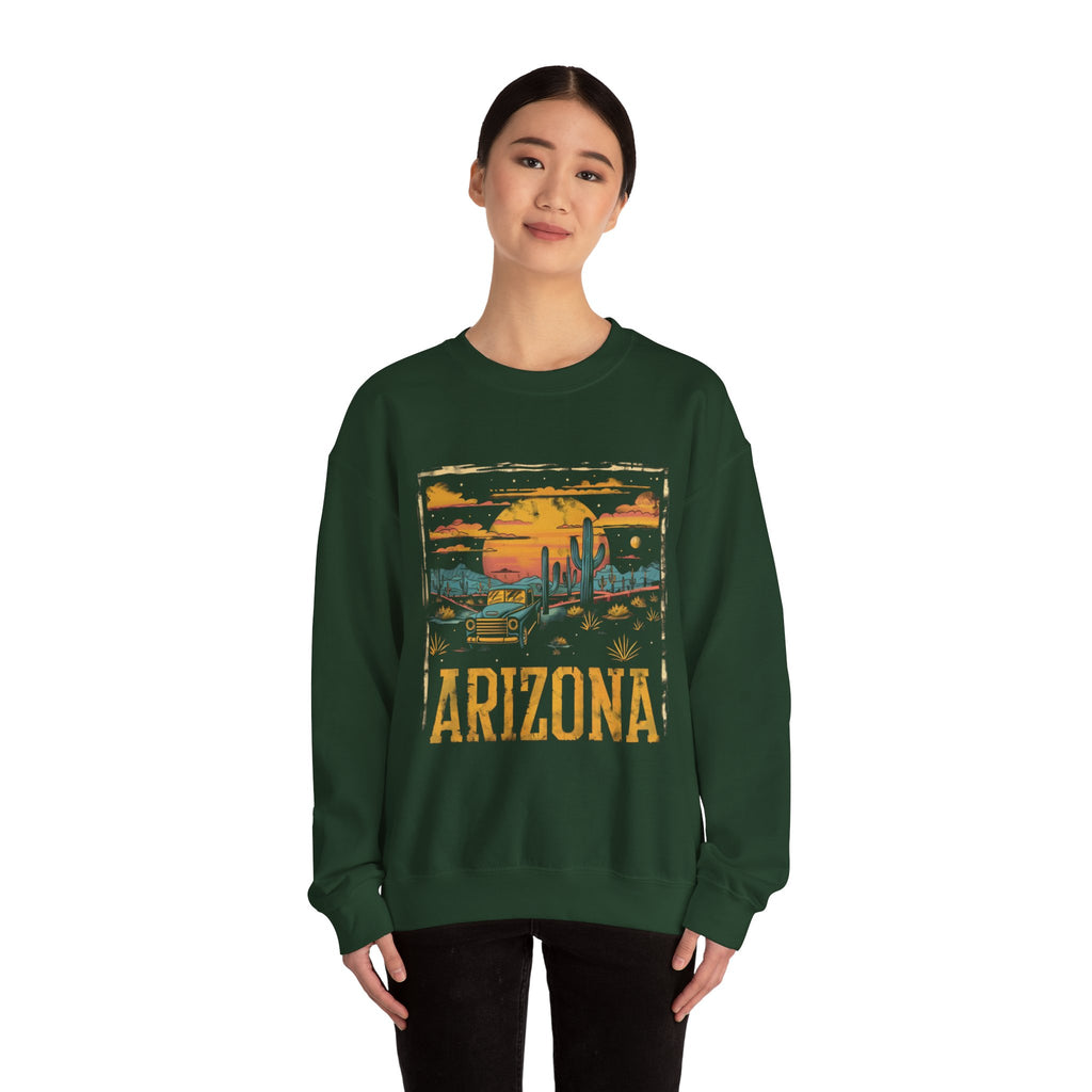 Arizona Desert Sunset Sweatshirt | Retro Cactus Landscape