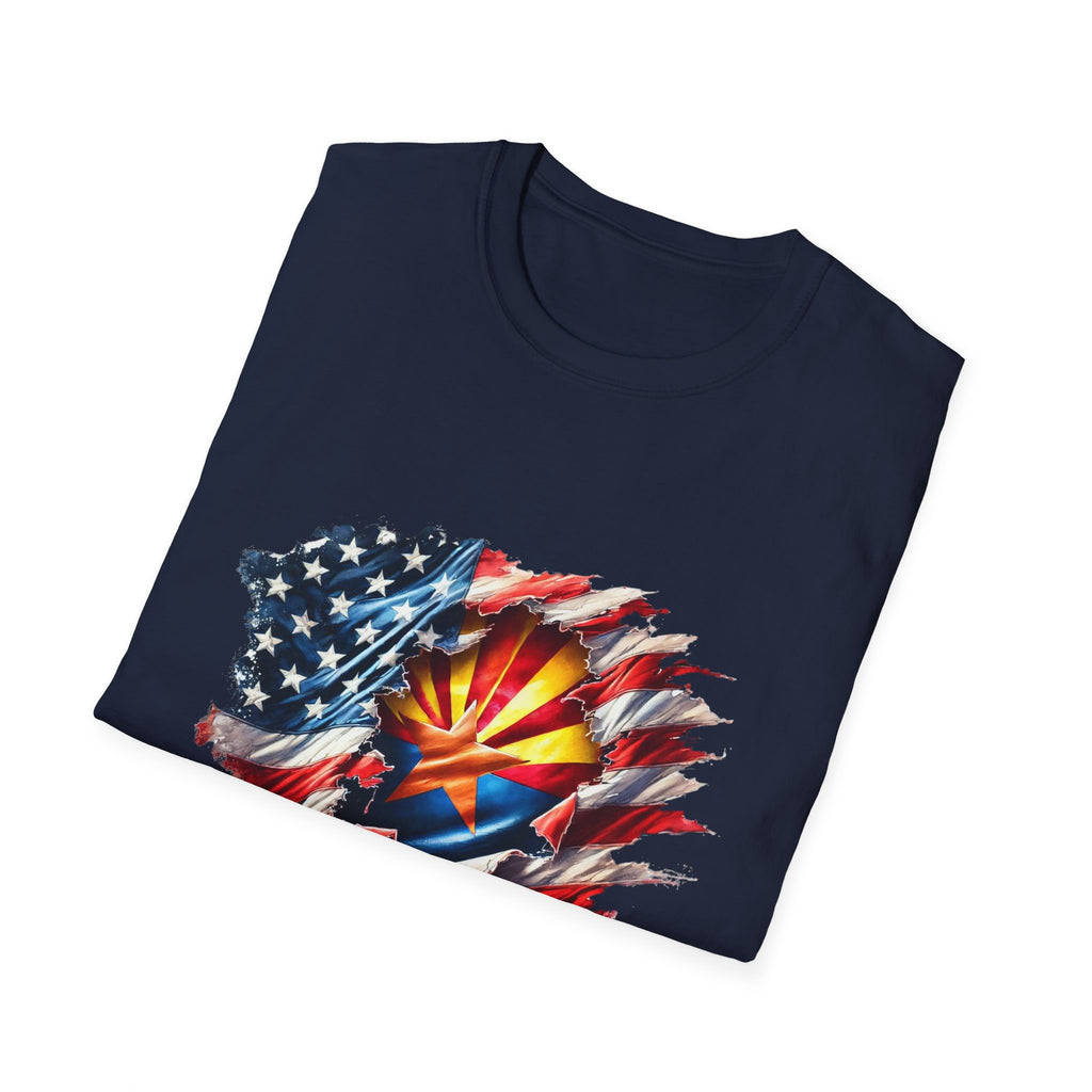 Arizona Flag Ripped Effect T-Shirt | USA Stars Stripes State Emblem
