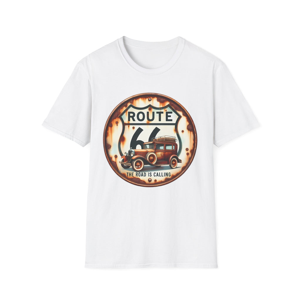 Route 66 Vintage Woody Wagon T-Shirt | The Road Is Calling, Retro Roadtrip Tee