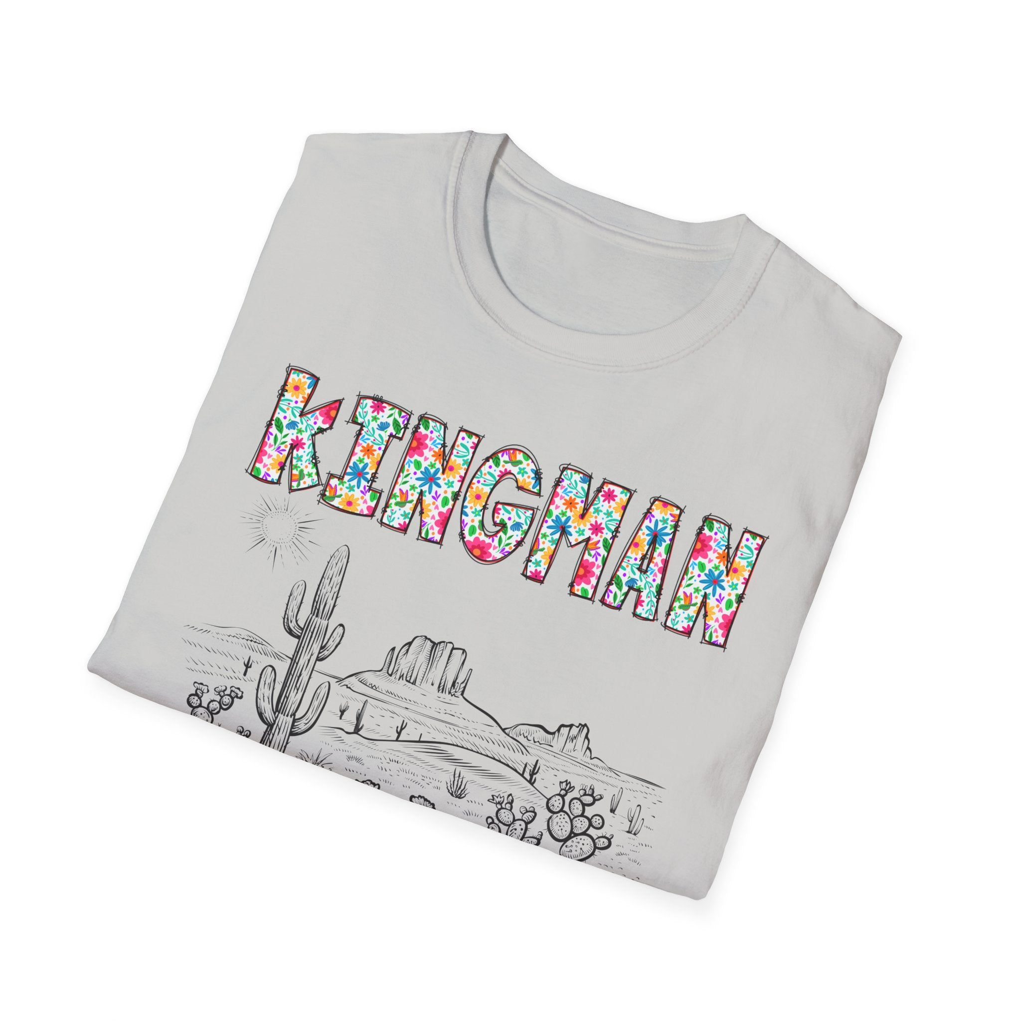 Kingman Arizona Colorful Mens Womans Unisex T-Shirt, Casual Wear, Travel Souvenir, Gift for Nature Lovers, Vacation Tee