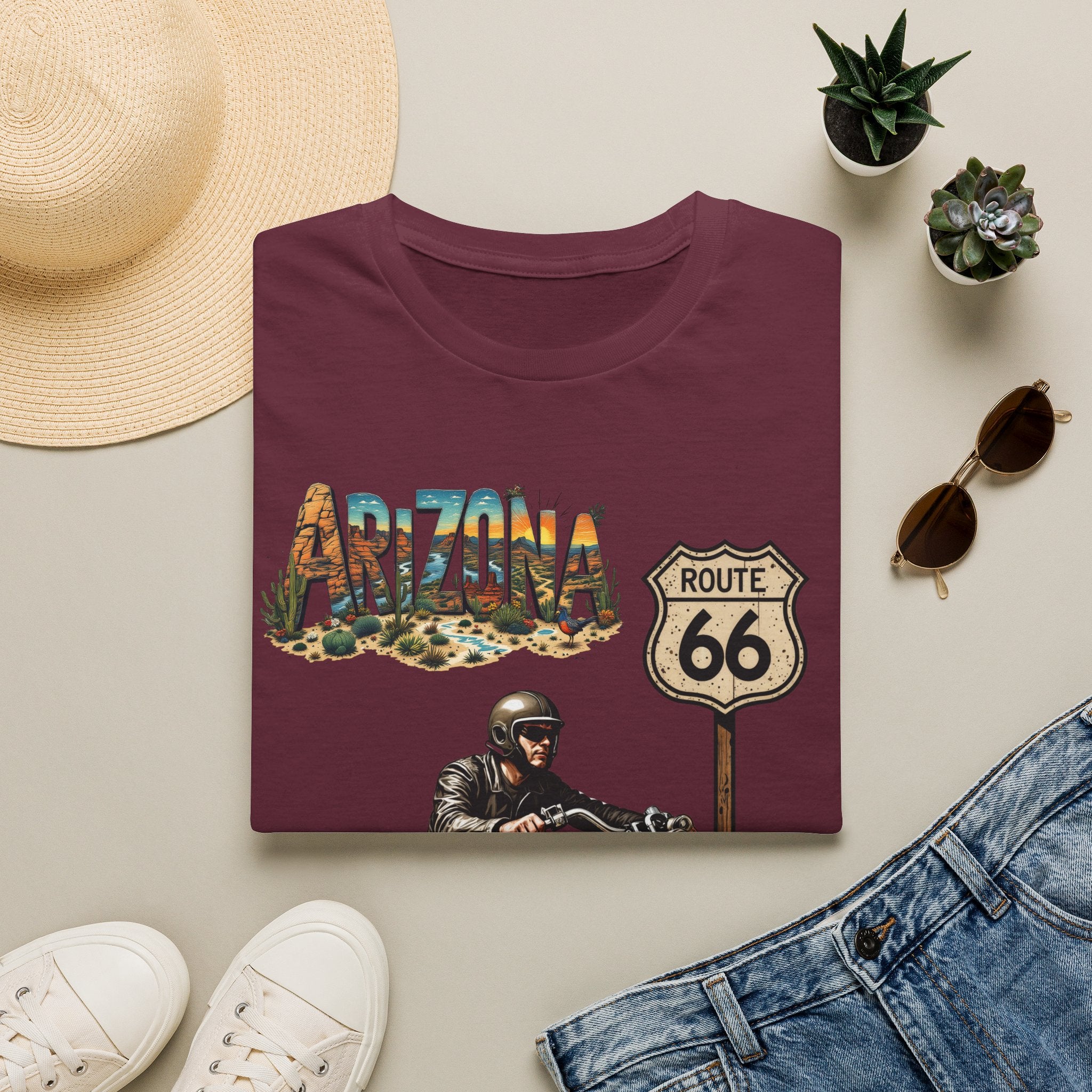 Arizona Route 66 Motorcycle T-Shirt | Biker Road Trip Tee