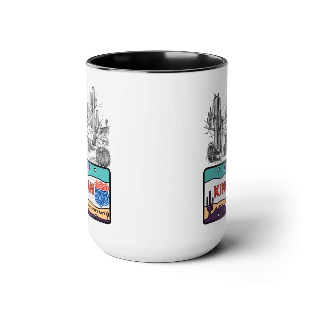 Kingman Arizona Route 66 Two-Tone Coffee Mugs, 15oz
