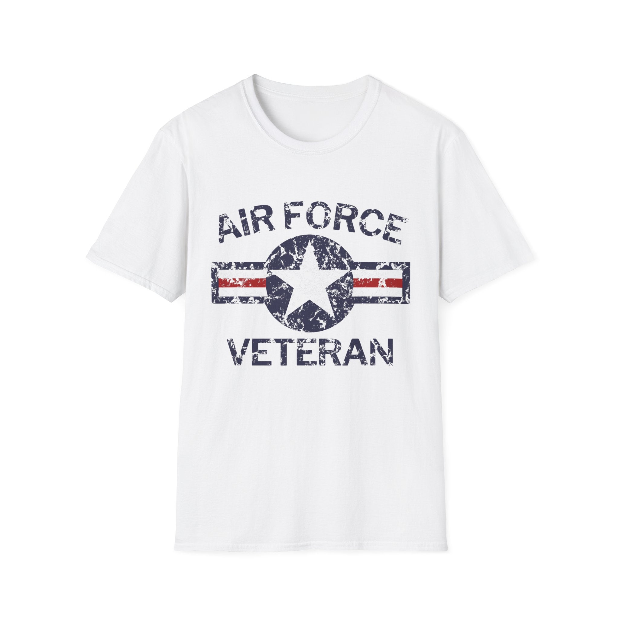 Air Force Veteran Distressed Logo T-Shirt | Military Star Stripe Tee