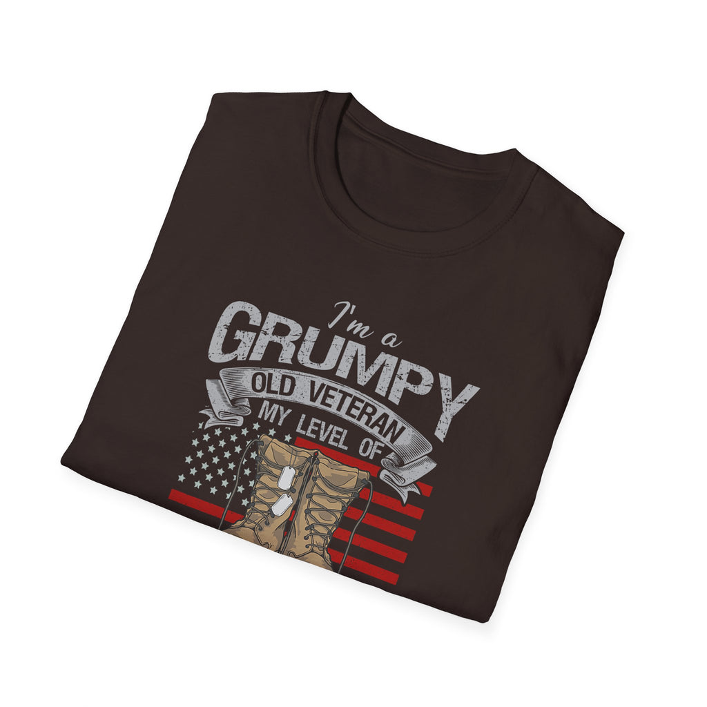 Grumpy Old Veteran Boots, T-Shirt | American Flag, Sarcasm Depends on Stupidity