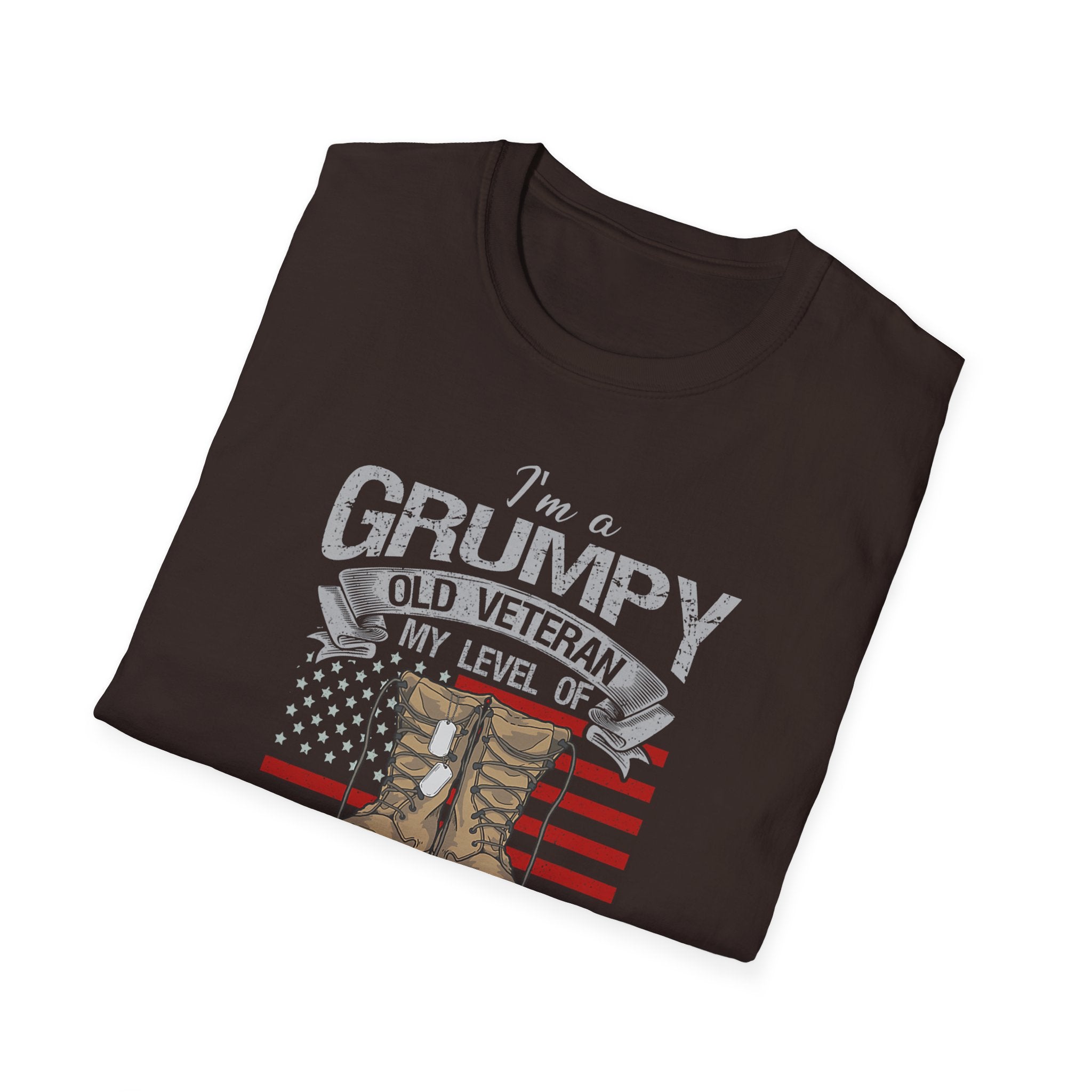 Grumpy Old Veteran Boots, T-Shirt | American Flag, Sarcasm Depends on Stupidity