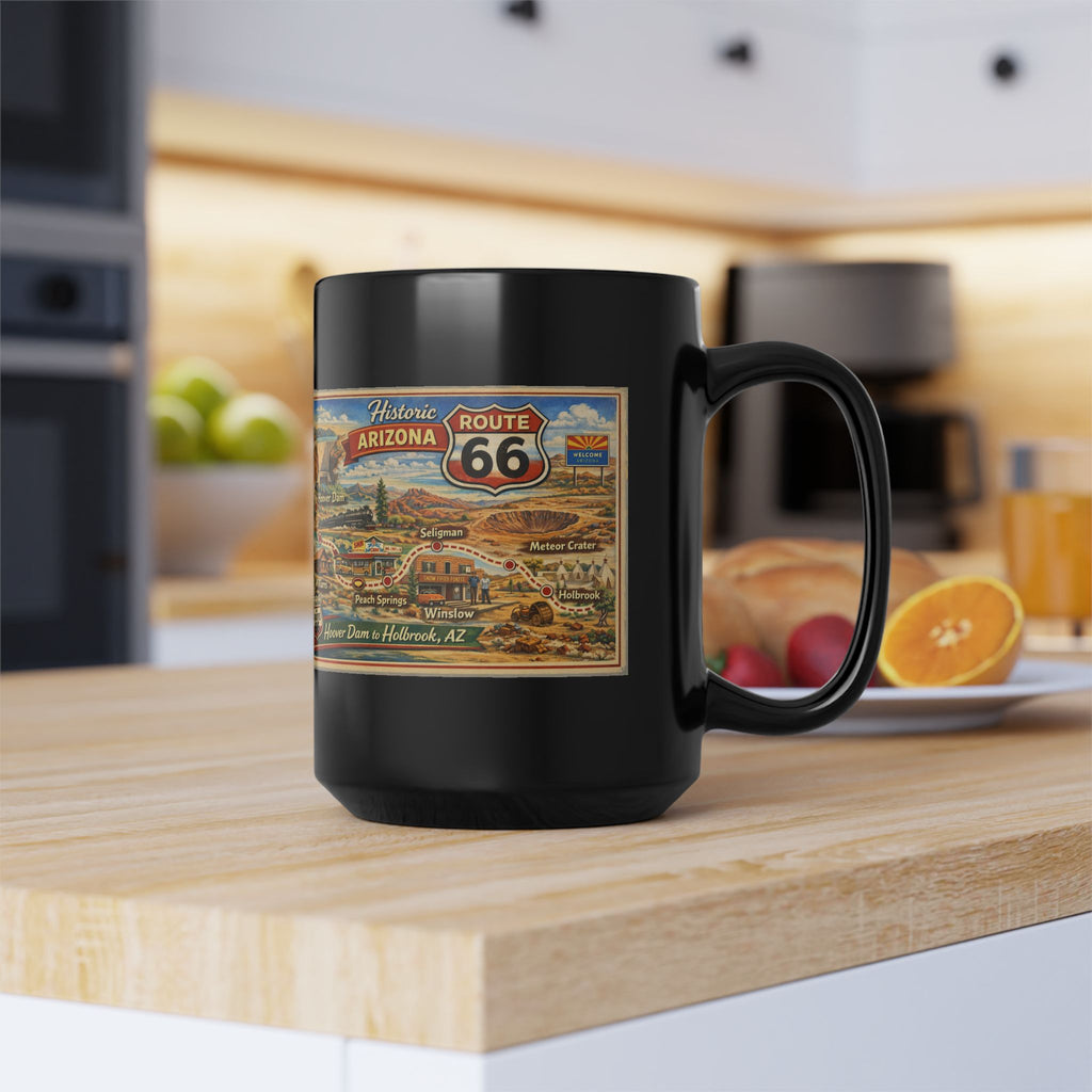 Historic Route 66 Arizona map Mug | Black ceramic road trip souvenir