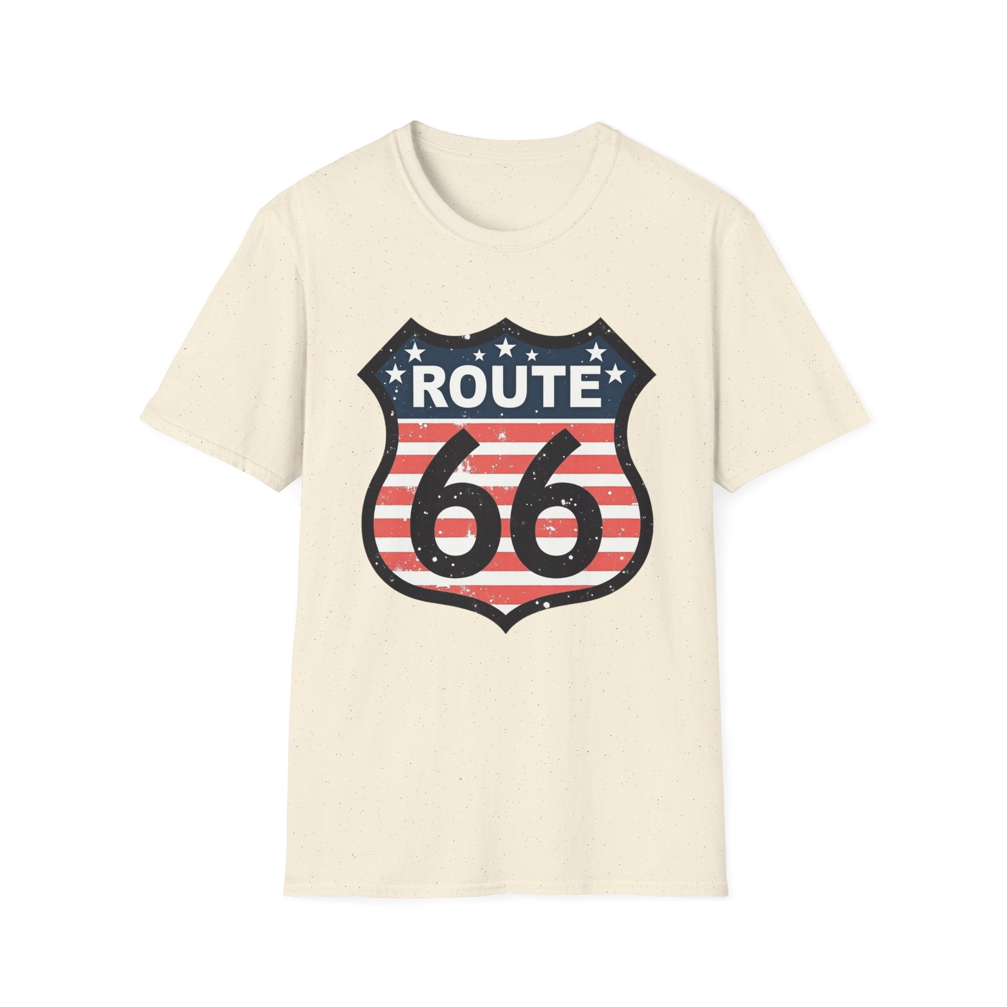 Route 66 Shield T-Shirt | American Flag Vintage Road Sign