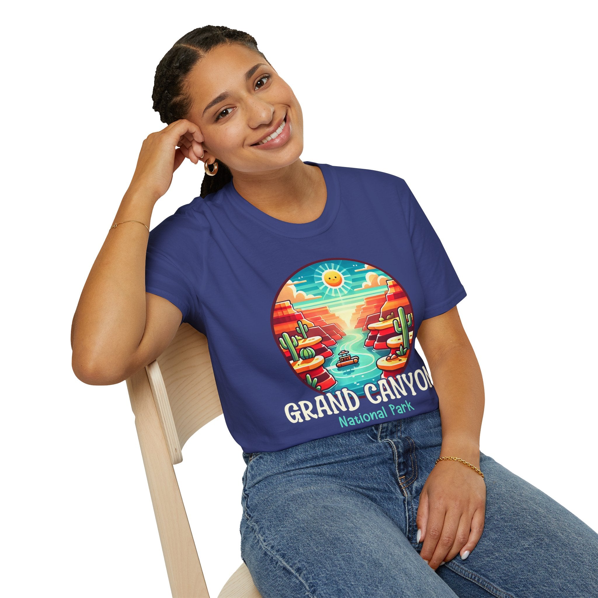 Grand Canyon National Park Retro Sunset T-Shirt | Canyon River Illustration