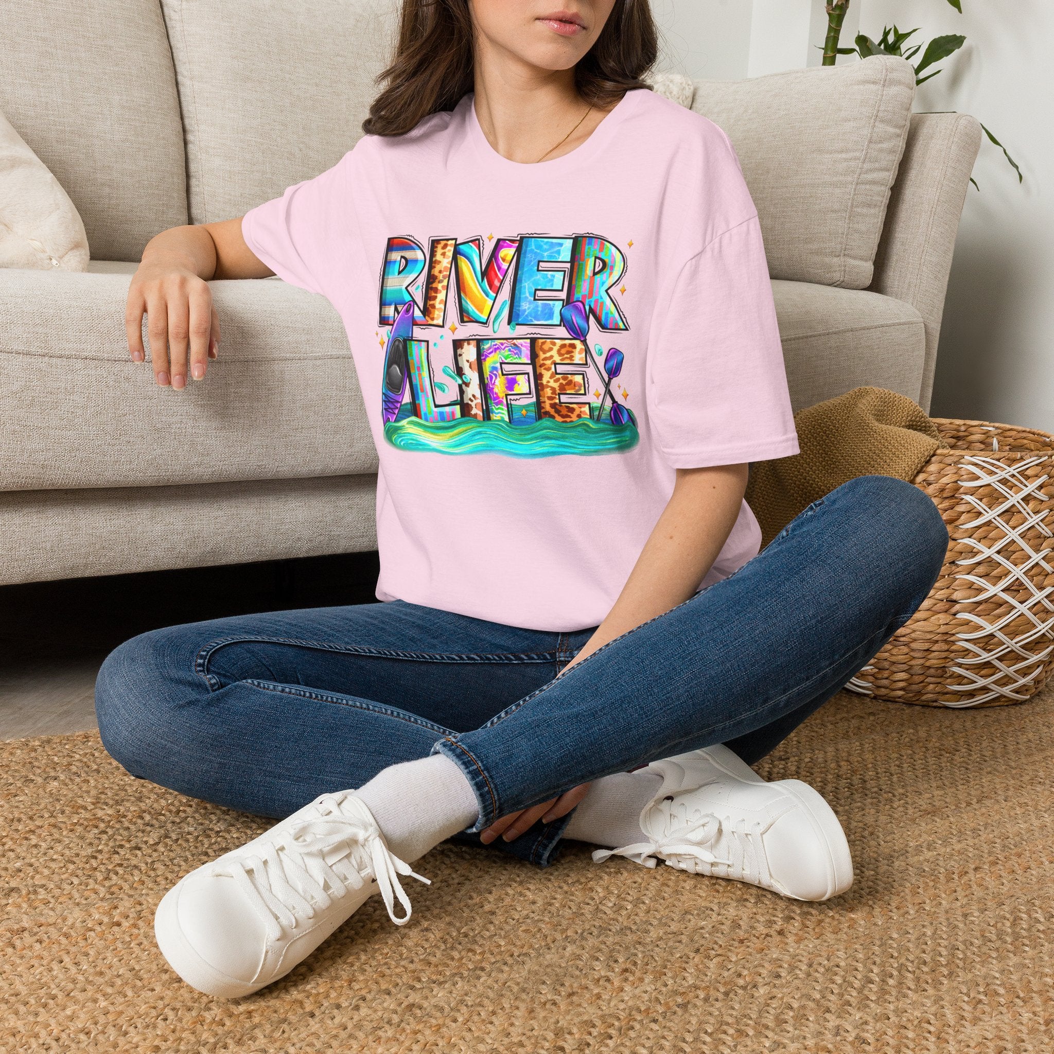 River Life T-Shirt | Colorful Fishing Scenic Graphic