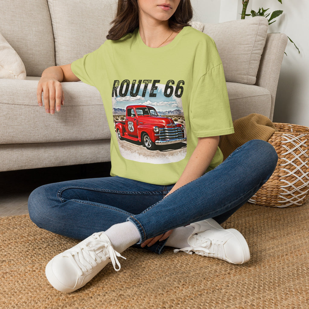 Route 66 Red Vintage Truck T-Shirt | Retro Highway Graphic