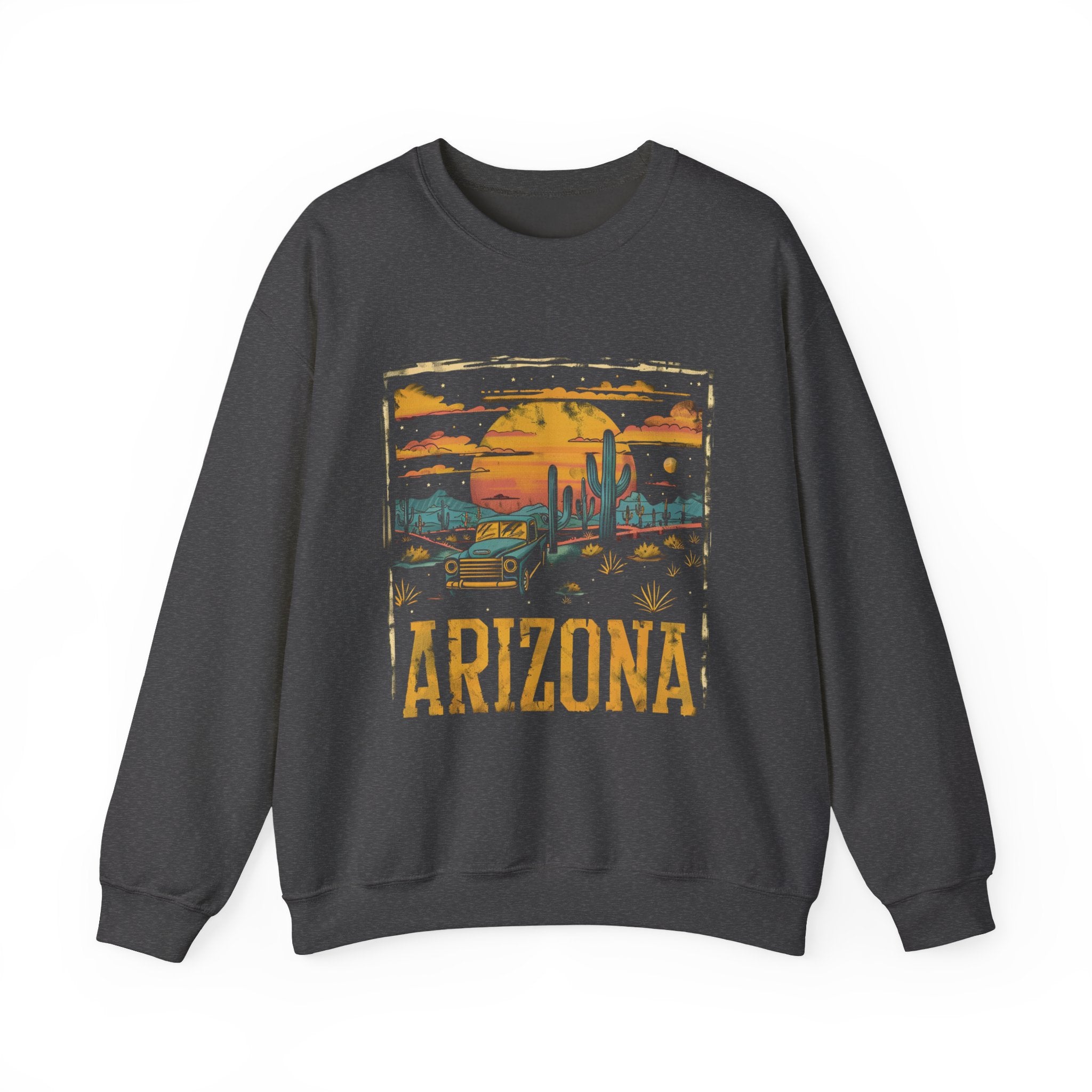 Arizona Desert Sunset Sweatshirt | Retro Cactus Landscape