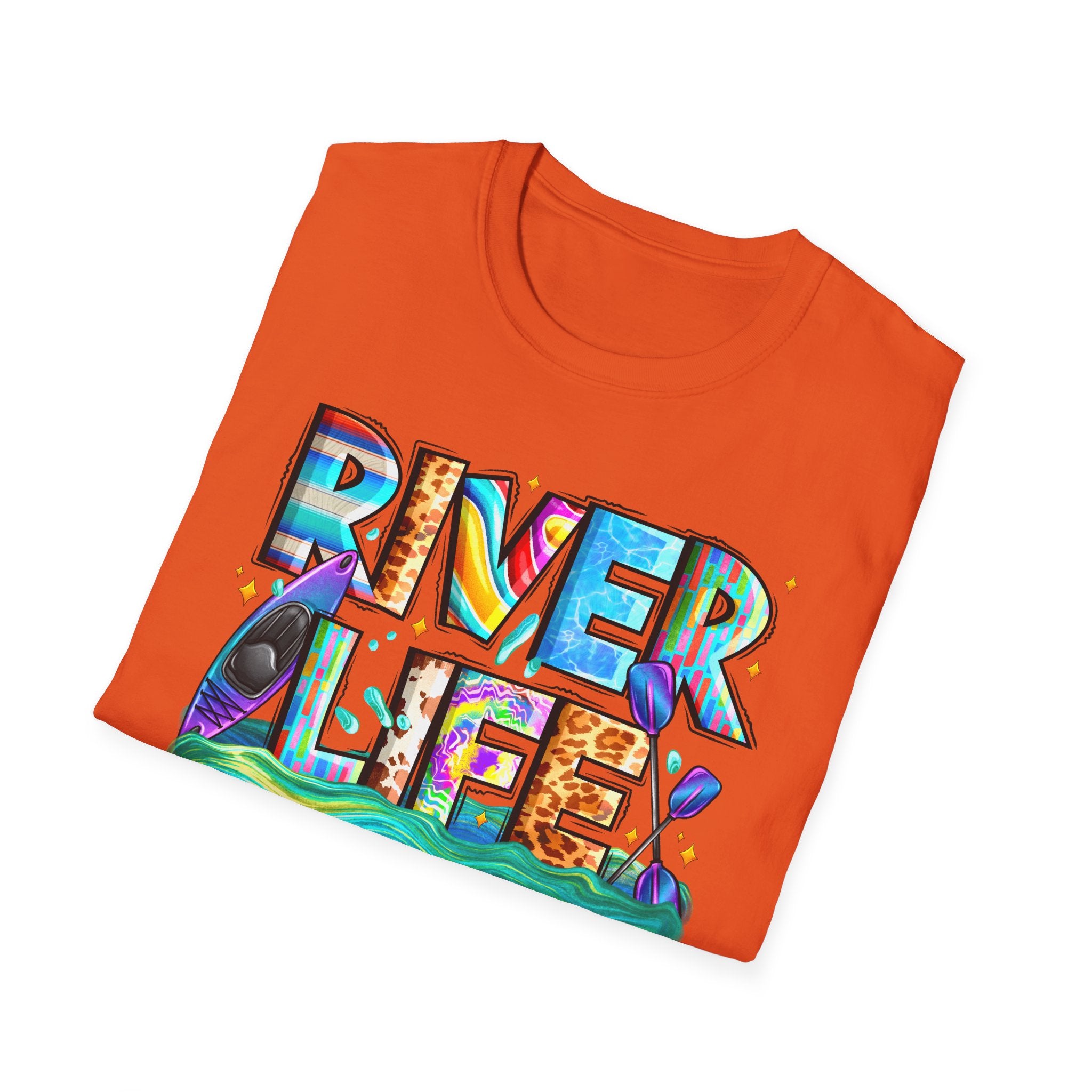 River Life T-Shirt | Colorful Fishing Scenic Graphic