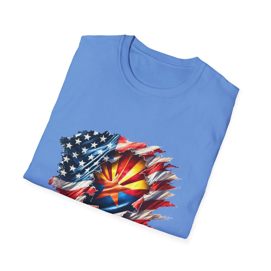 Arizona Flag Ripped Effect T-Shirt | USA Stars Stripes State Emblem